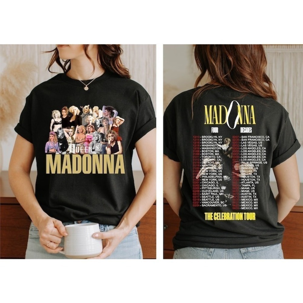 Madonna The Celebration Tour Four Decades Music Tour 2 Sided Shirt
